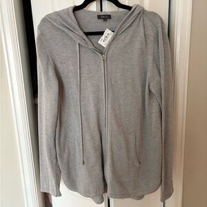 NWT Pure amici Gray Zip-Up Hooded Cardigan w slight sparkle